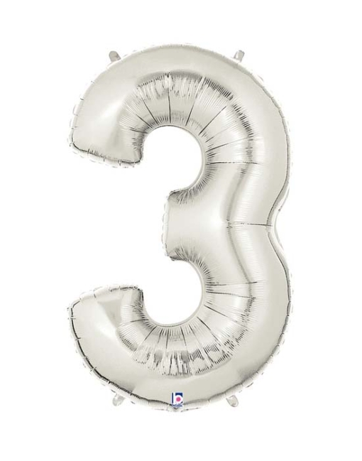40" Silver 3 Shape Number Balloon