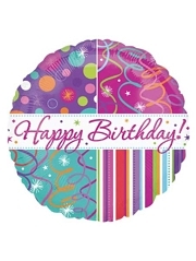 18" Happy Birthday Streamers Balloon