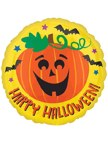 18" Halloween Pumpkin & Bats Balloon