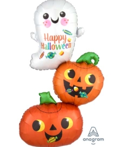 37" Happy Ghost Pumpkin Stack Halloween Balloon