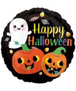 18" Happy Ghost & Pumpkins Halloween Balloon