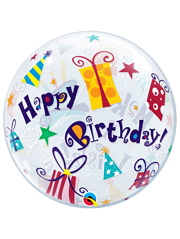22" Birthday Make A Wish Presents Bubble Balloon