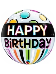 22" Birthday Black Band Dots Bubbley Balloon