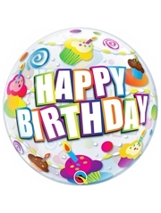 22" Birthday Colorful Cupcakes Bubble Balloon