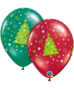 11" Christmas Trees & Stars Balloons