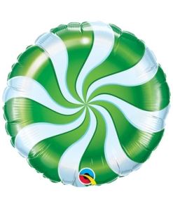 18" Candy Swirl Green Christmas Holiday Balloon