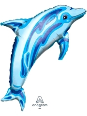 37" transparent Blue Dolphin Ocean Balloon