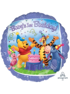 17" Pooh & Friends 1st Birthday Disney Balloon
