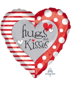 18" Red & White Hugs & Kisses Balloon