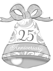 27" Silver Elegant 25th Anniversary Bell Balloon