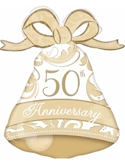 27" Gold Elegant 50th Anniversary Bell Balloon