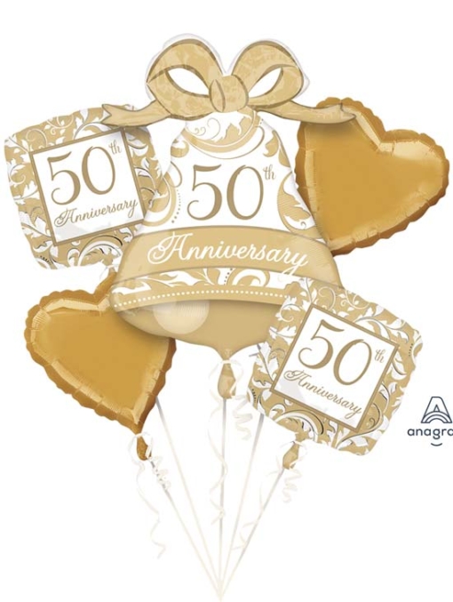 Gold Scroll 50th Anniversary Balloon Assortment