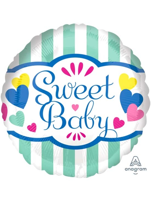17" Sweet Baby Stripes & Hearts Baby Balloon