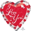 17" I Love You Red Hearts & Stripes Balloon