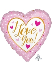 17" I Love You Gold & Pink Balloon