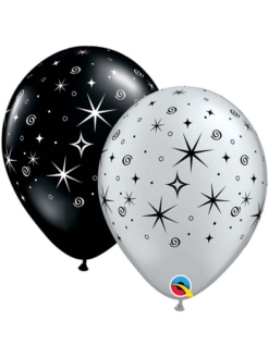 11" Silver Sparkles & Swirls Anniversary Balloon