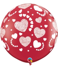 36" Etched Hearts A Round Love Balloon