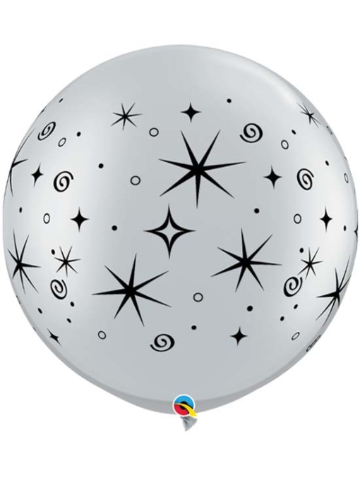 30" Silver Sparkles & Swirls Anniversary Balloon