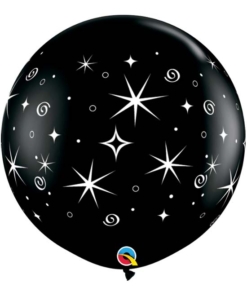 36" Black Sparkles & Swirls Anniversary Balloon