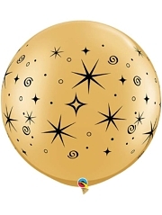 30" Gold Sparkles & Swirls Anniversary Balloon