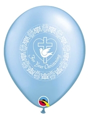 11" For Your Christening Dove Blue Religious Balloon