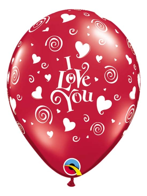 11" I Love You Swirling Hearts Balloon