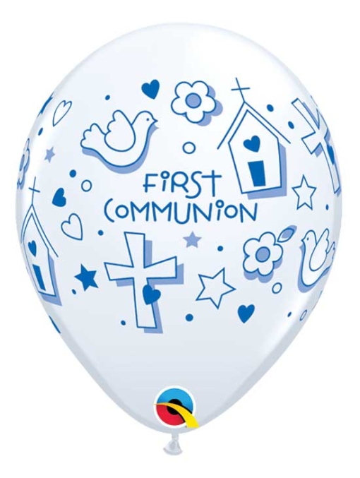 11" First Communion Symbols Boy Religious Balloon