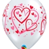 11" Red & Pink Pattern Hearts Balloon