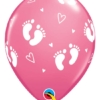 11" Baby Girl Footprints & Hearts Balloon