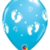 11" Baby Boy Footprints & Hearts Balloon