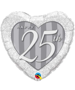 18" Happy 25th Anniversary Heart Balloon