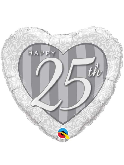 18" Happy 25th Anniversary Heart Balloon