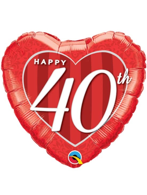 18" Happy 40th Anniversary Heart Balloon