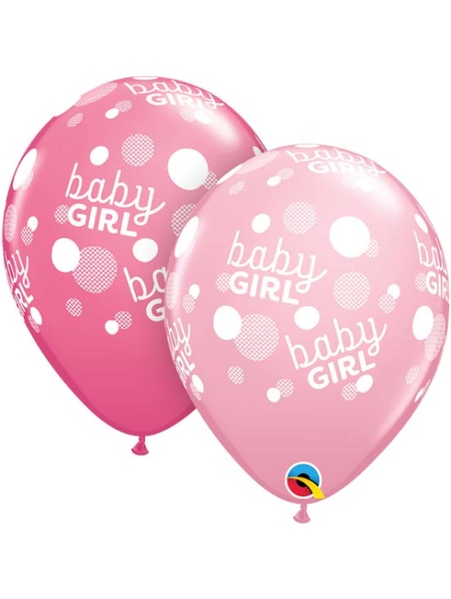 11" Baby Girl Pink Dots Balloon