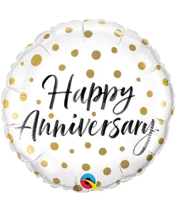 18" Happy Anniversary Gold Dots Balloon