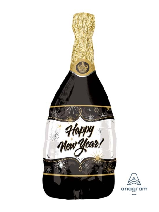 36" New Year Bubbly Wine Bottle Balloon. (1ct. Min.) A18435 MF87776 Balloon Supply