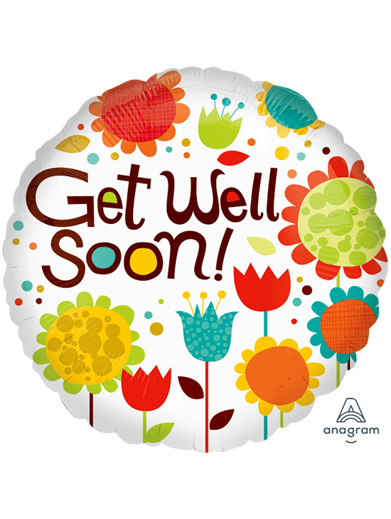 18" Cheery Flowers Get Well Balloon. (5ct. Minimum) A19959 MF48069