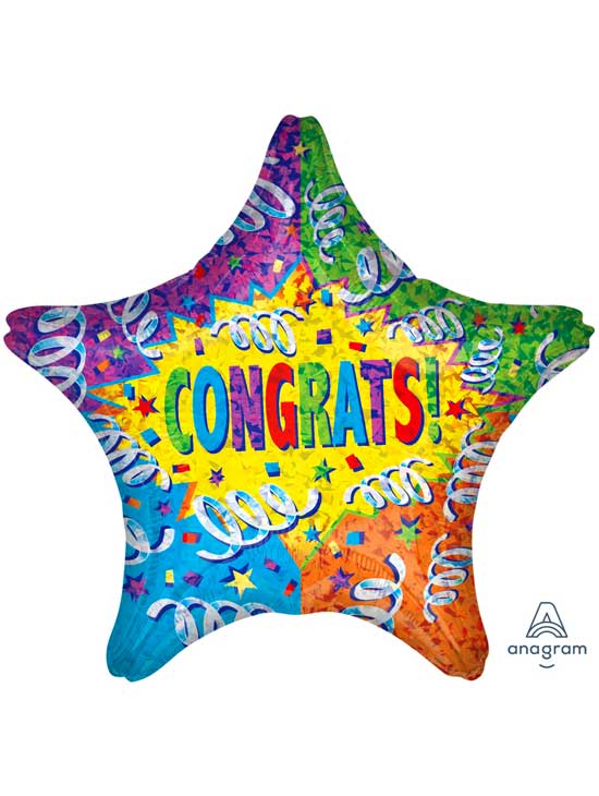 19" Streamer Explosion Congrats Balloon. (5ct. Min.) A35400 MF87743