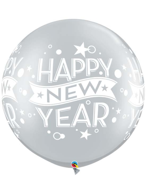 30" Silver Confetti Dots New Year Balloon