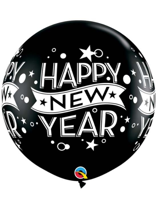 36" Black Confetti Dots New Year Balloon
