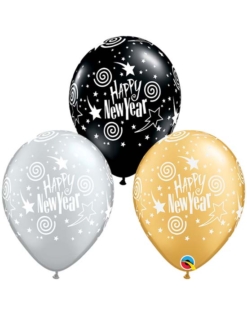 11" Happy New Years Swirling Stars Balloon Assortment