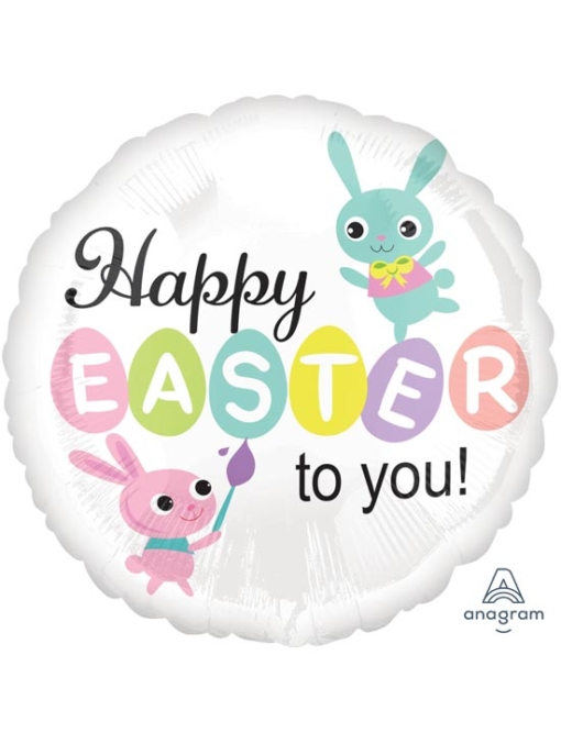 17" Paint Brush Bunnies Easter Balloon. (5ct. Minimum) A28080 MF64023