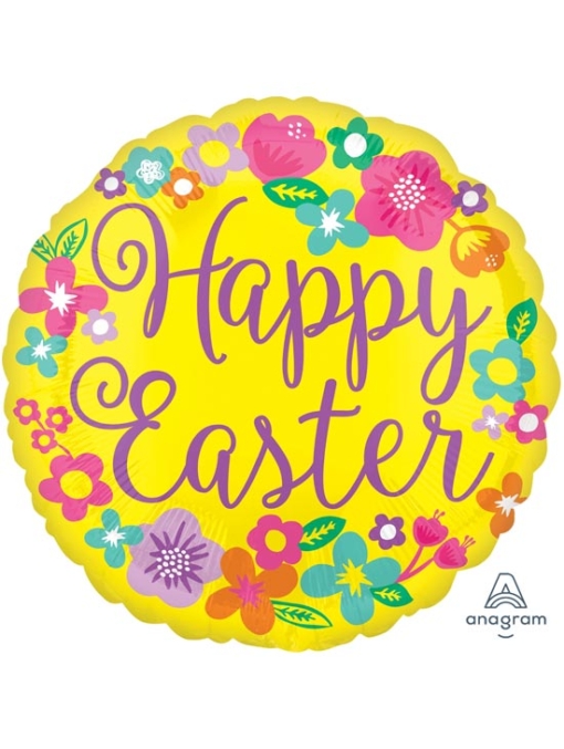 17" Floral Happy Easter Foil Balloon