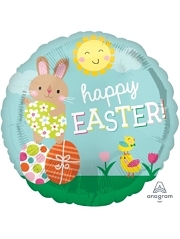 17" Happy Easter Bunny & Chicks Foil Balloon