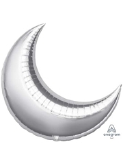 Anagram 26" Silver Crescent Moon Shape Balloon 1 Count