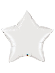 36" Qualatex White Foil Star Shape Balloon 1 Count