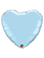 Qualatex 18" Pearl Light Blue Foil Heart Shape Decorator Balloon